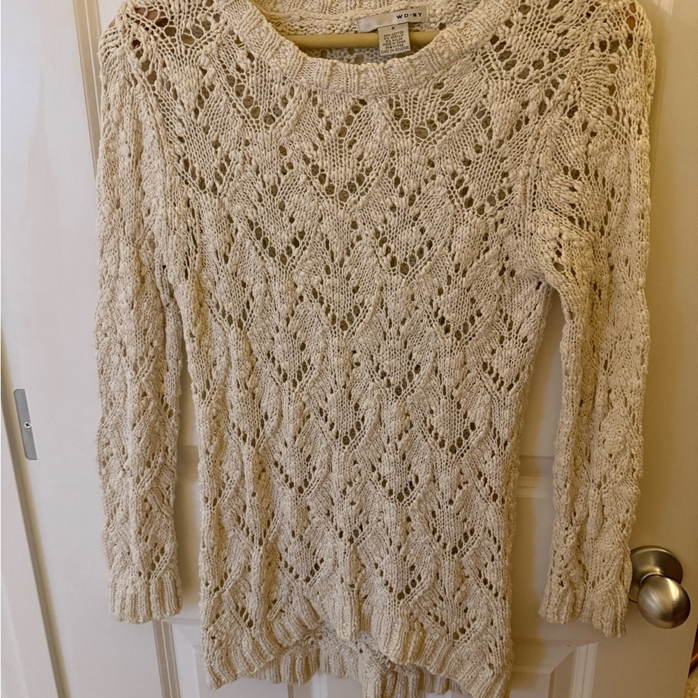 WD.NY Cream Open-Knit Sweater